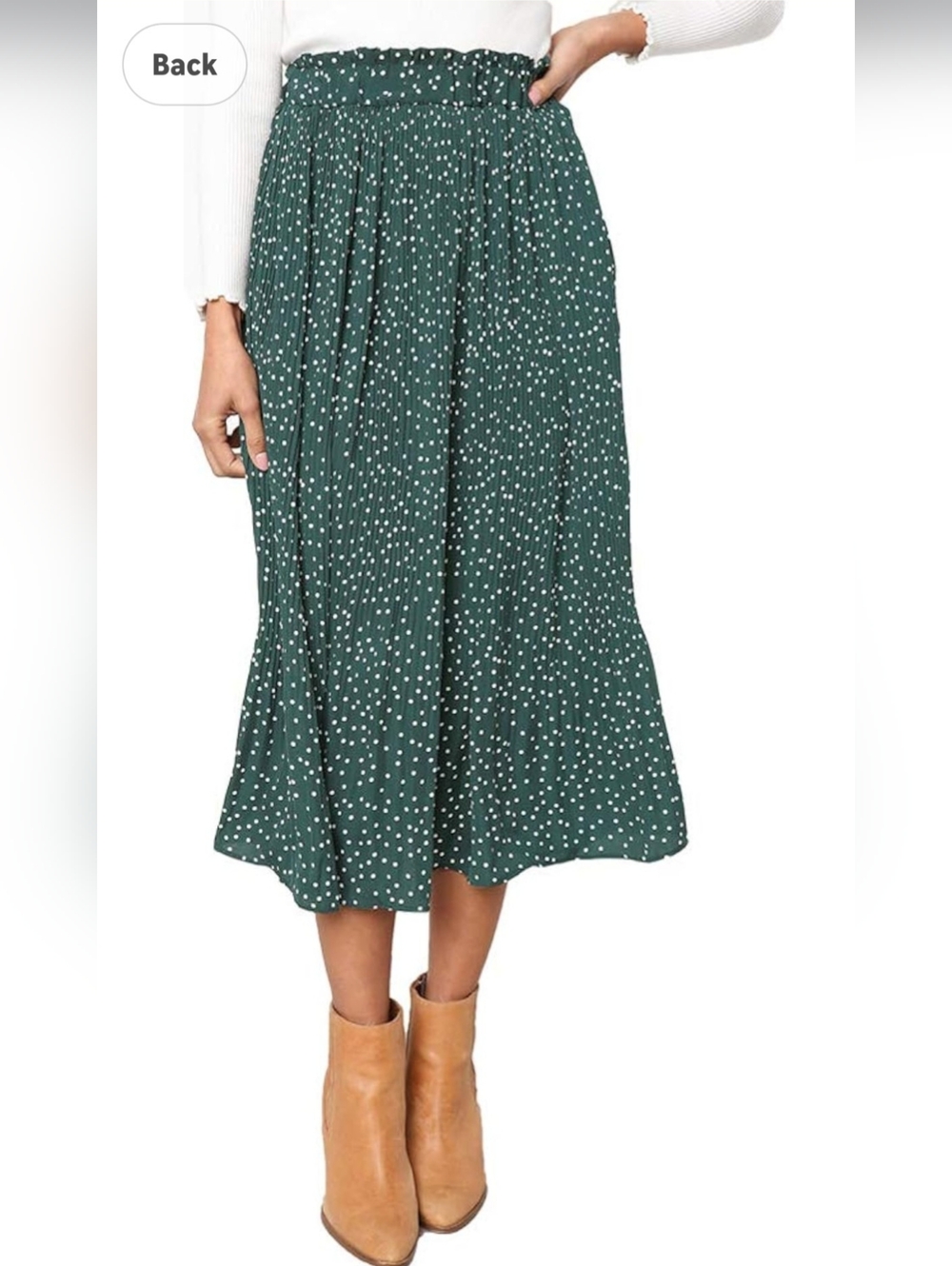 Emerald Green Polka Dot Maxi Skirt With Elastic Waist band